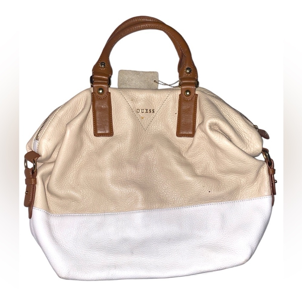 GUESS Two Tone Soft Satchel Bag Purse